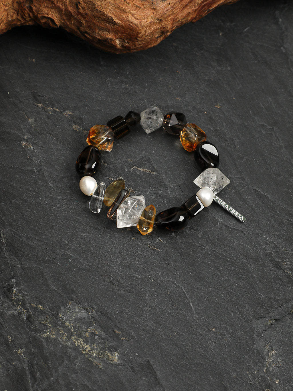 Smoky Quartz Sugar Cube Crystal Bracelet — dynamic teardrop smoky quartz, sugar-cube smoky quartz, hexagonal smoky quartz | SENLORE