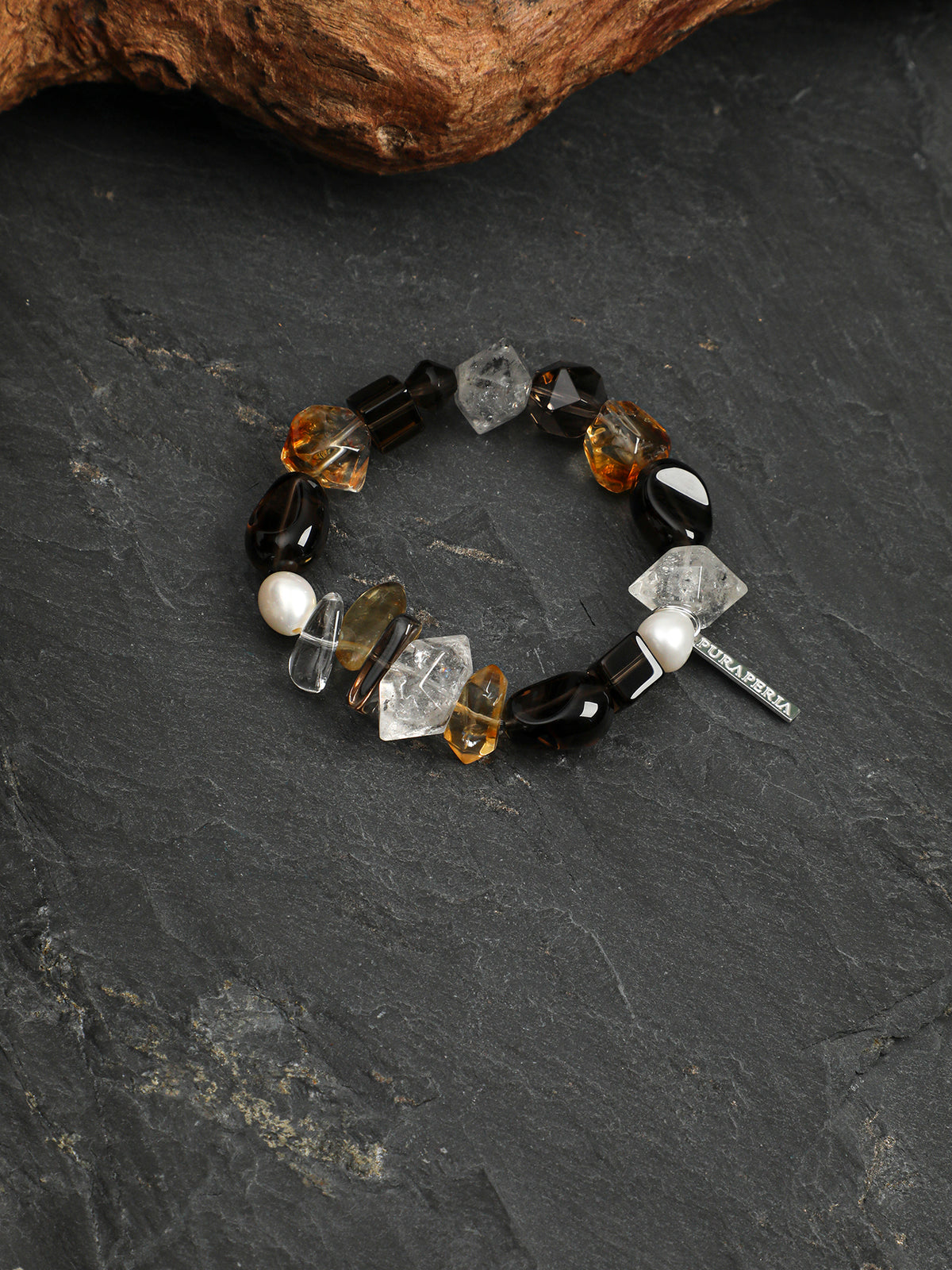 Smoky Quartz Sugar Cube Crystal Bracelet — dynamic teardrop smoky quartz, sugar-cube smoky quartz, hexagonal smoky quartz | SENLORE