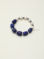 Lapis Lazuli Pearl Bracelet — freeform lapis lazuli, lapis lazuli cube, seed pearls | SENLORE
