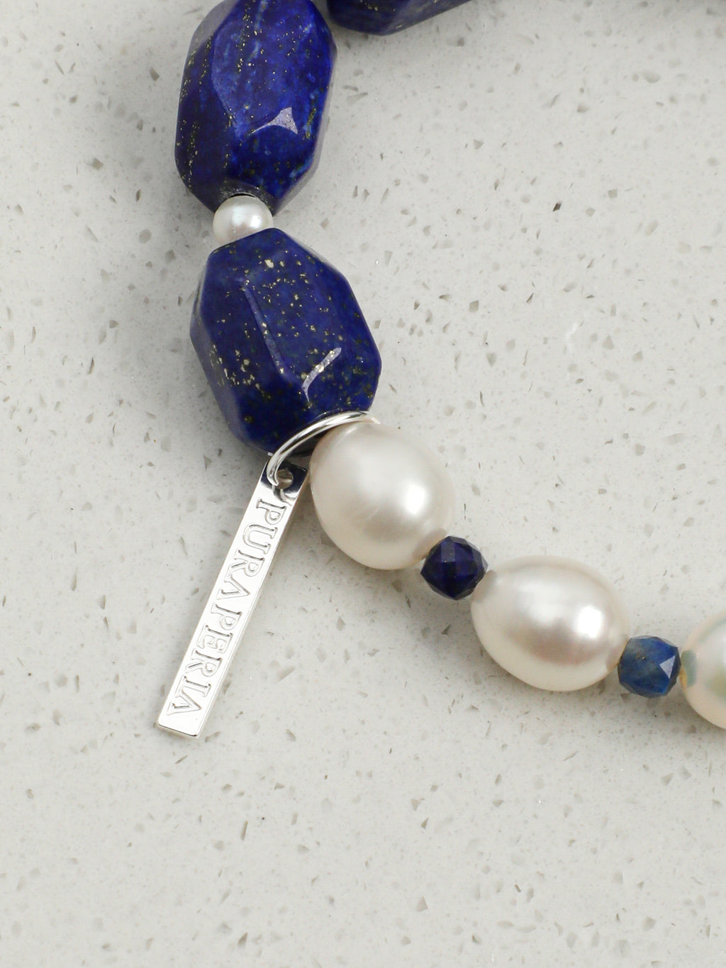 Lapis Lazuli Pearl Bracelet — freeform lapis lazuli, lapis lazuli cube, seed pearls | SENLORE