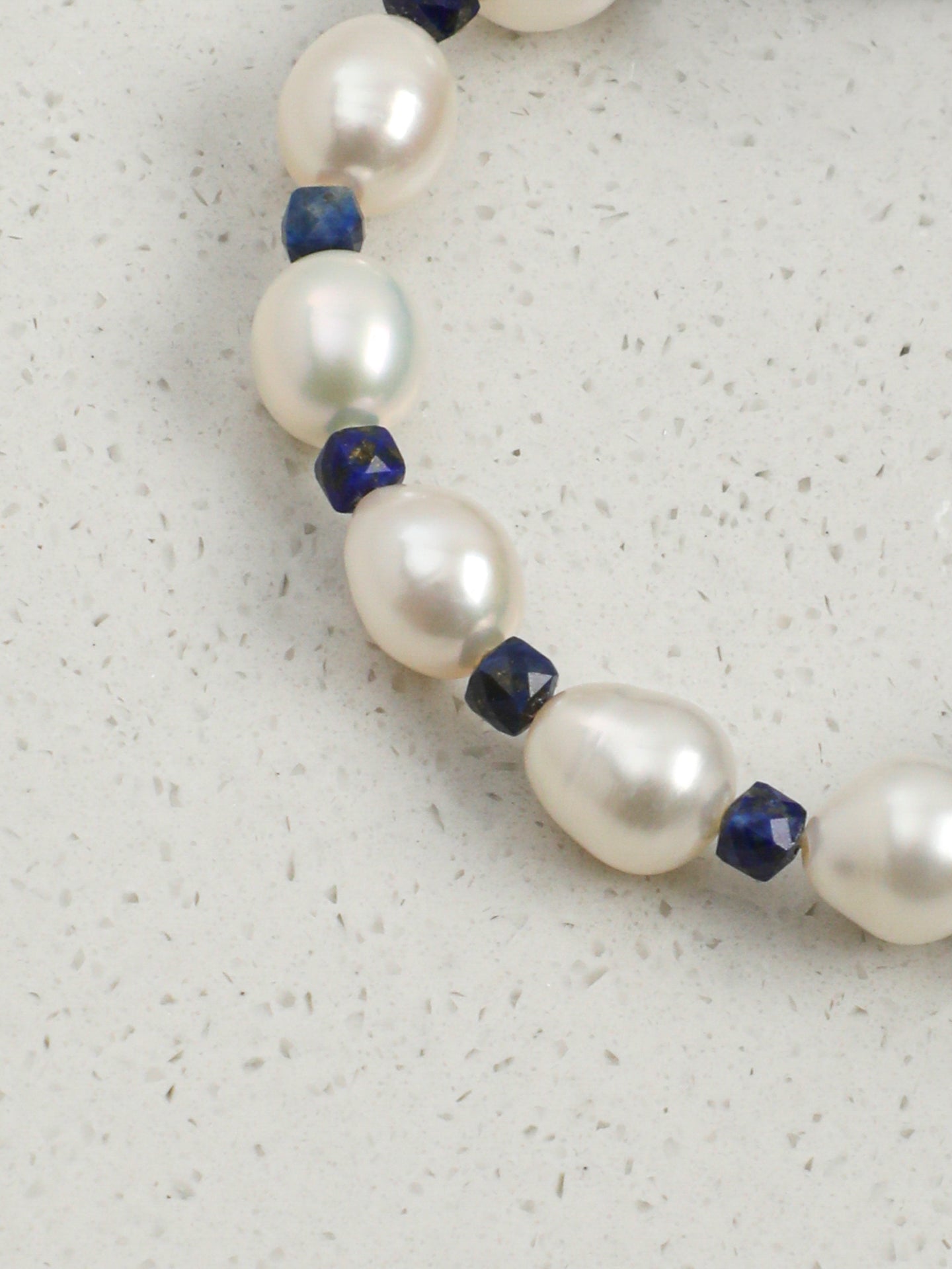 Lapis Lazuli Pearl Bracelet — freeform lapis lazuli, lapis lazuli cube, seed pearls | SENLORE