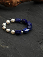 Lapis Lazuli Pearl Bracelet — freeform lapis lazuli, lapis lazuli cube, seed pearls | SENLORE