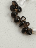 Smoky Quartz Pearl Crystal Bracelet — freeform double-point clear quartz, small freeform smoky quartz, white rice pearls | SENLORE