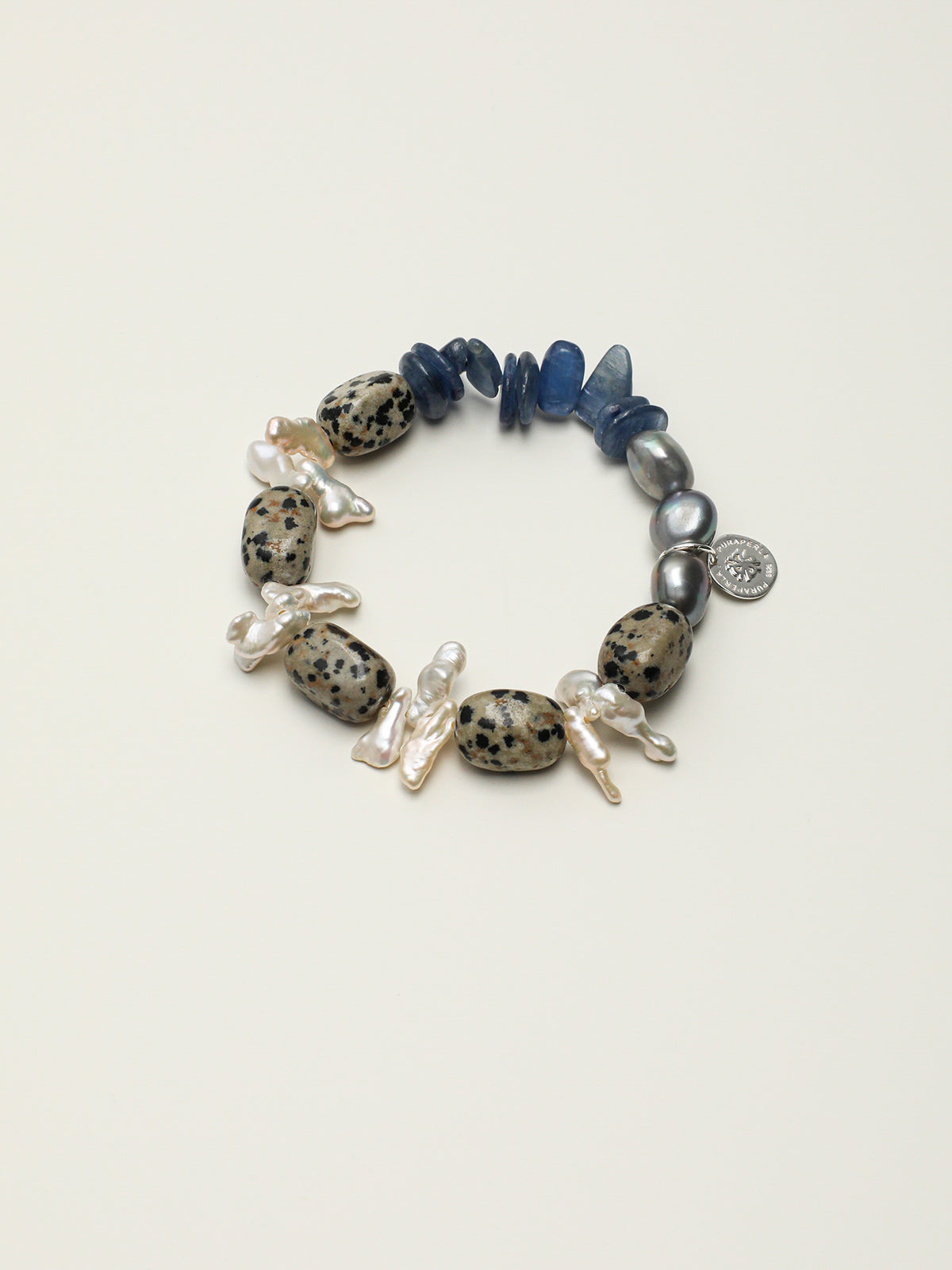 Baroque Speckled Freeform Bracelet — speckled freeform stone, grey baroque pearl, long-tusk baroque pearl | SENLORE