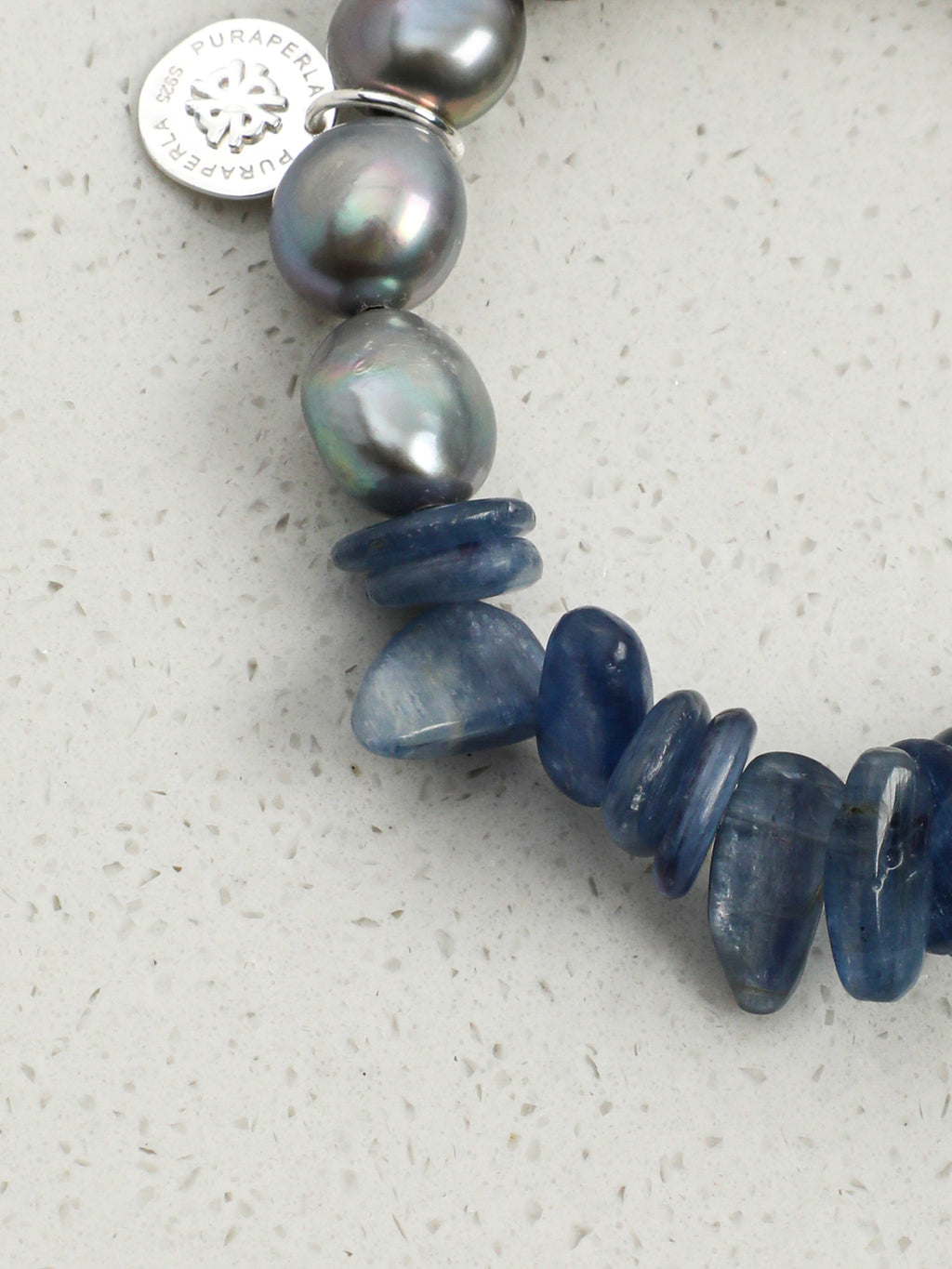 Baroque Speckled Freeform Bracelet — speckled freeform stone, grey baroque pearl, long-tusk baroque pearl | SENLORE