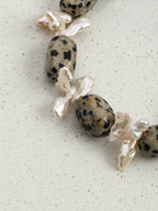 Baroque Speckled Freeform Bracelet — speckled freeform stone, grey baroque pearl, long-tusk baroque pearl | SENLORE