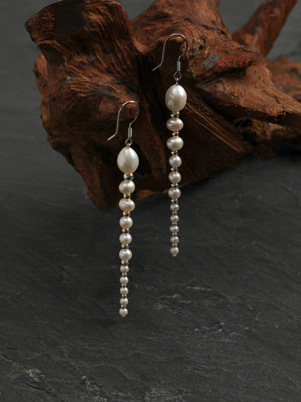 Minimalist Elegance Pearl Drop Earrings — freshwater pearl, sterling silver ear hooks | SENLORE