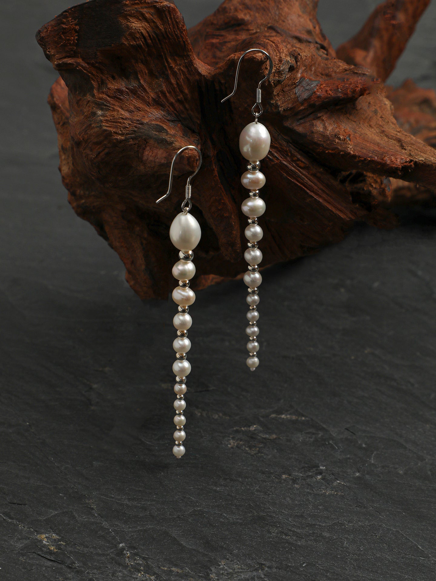 Minimalist Elegance Pearl Drop Earrings — freshwater pearl, sterling silver ear hooks | SENLORE