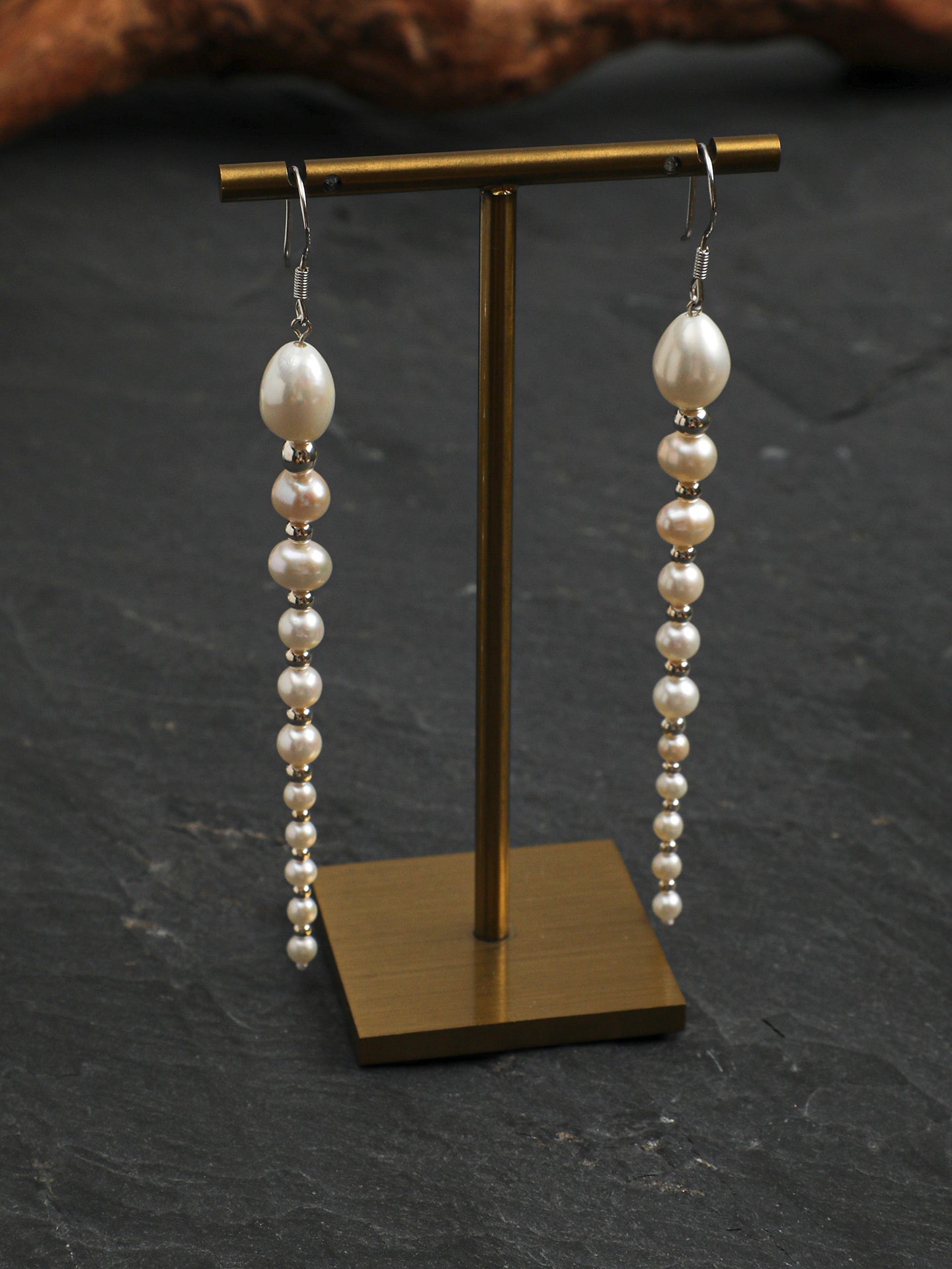 Minimalist Elegance Pearl Drop Earrings — freshwater pearl, sterling silver ear hooks | SENLORE