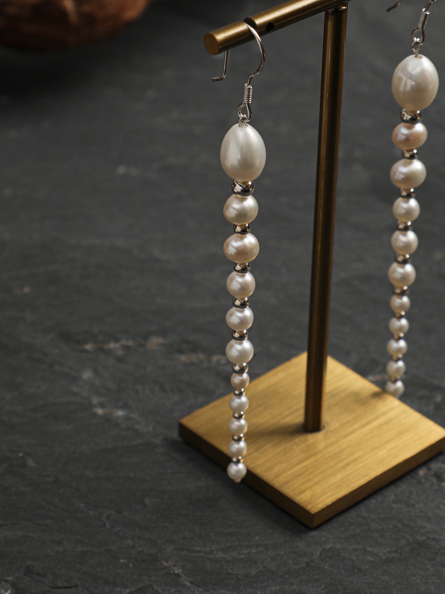 Minimalist Elegance Pearl Drop Earrings — freshwater pearl, sterling silver ear hooks | SENLORE