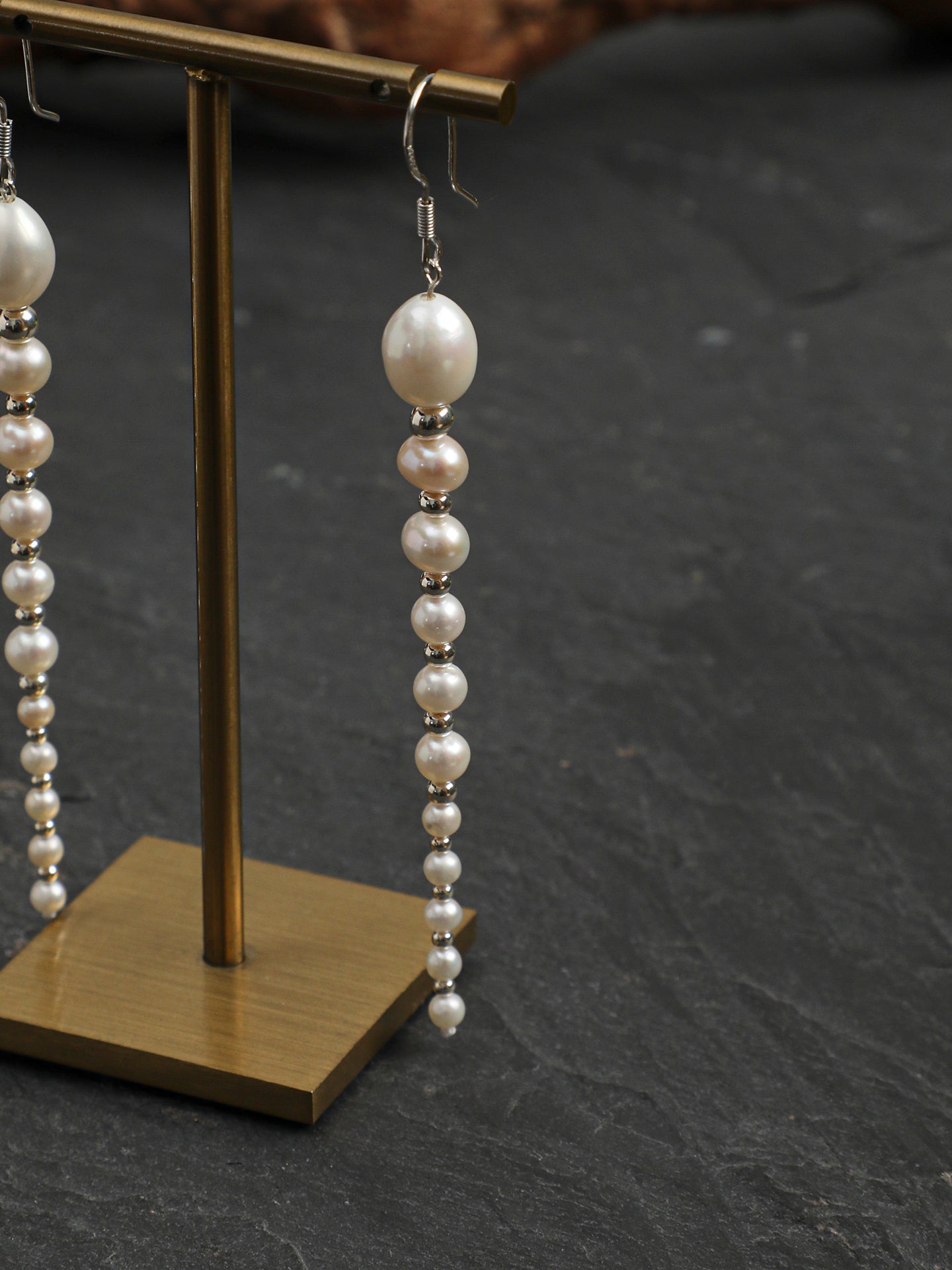 Minimalist Elegance Pearl Drop Earrings — freshwater pearl, sterling silver ear hooks | SENLORE