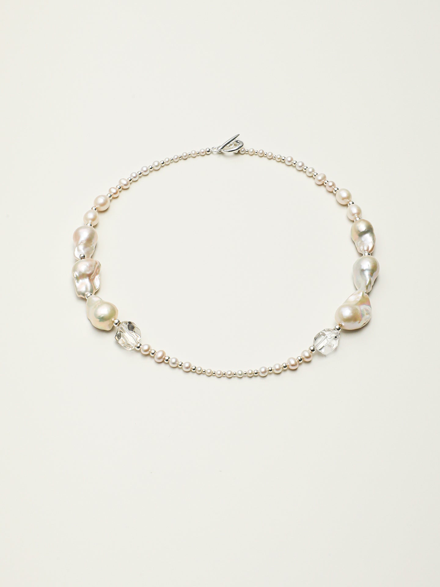Baroque Fantasy Necklace — white seed pearl & large baroque pearl & S925 Sterling Silver | SENLORE