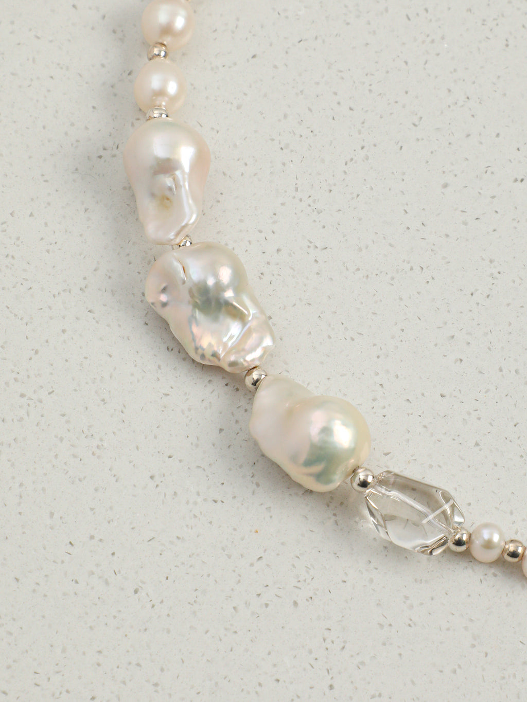 Baroque Fantasy Necklace — white seed pearl & large baroque pearl & S925 Sterling Silver | SENLORE