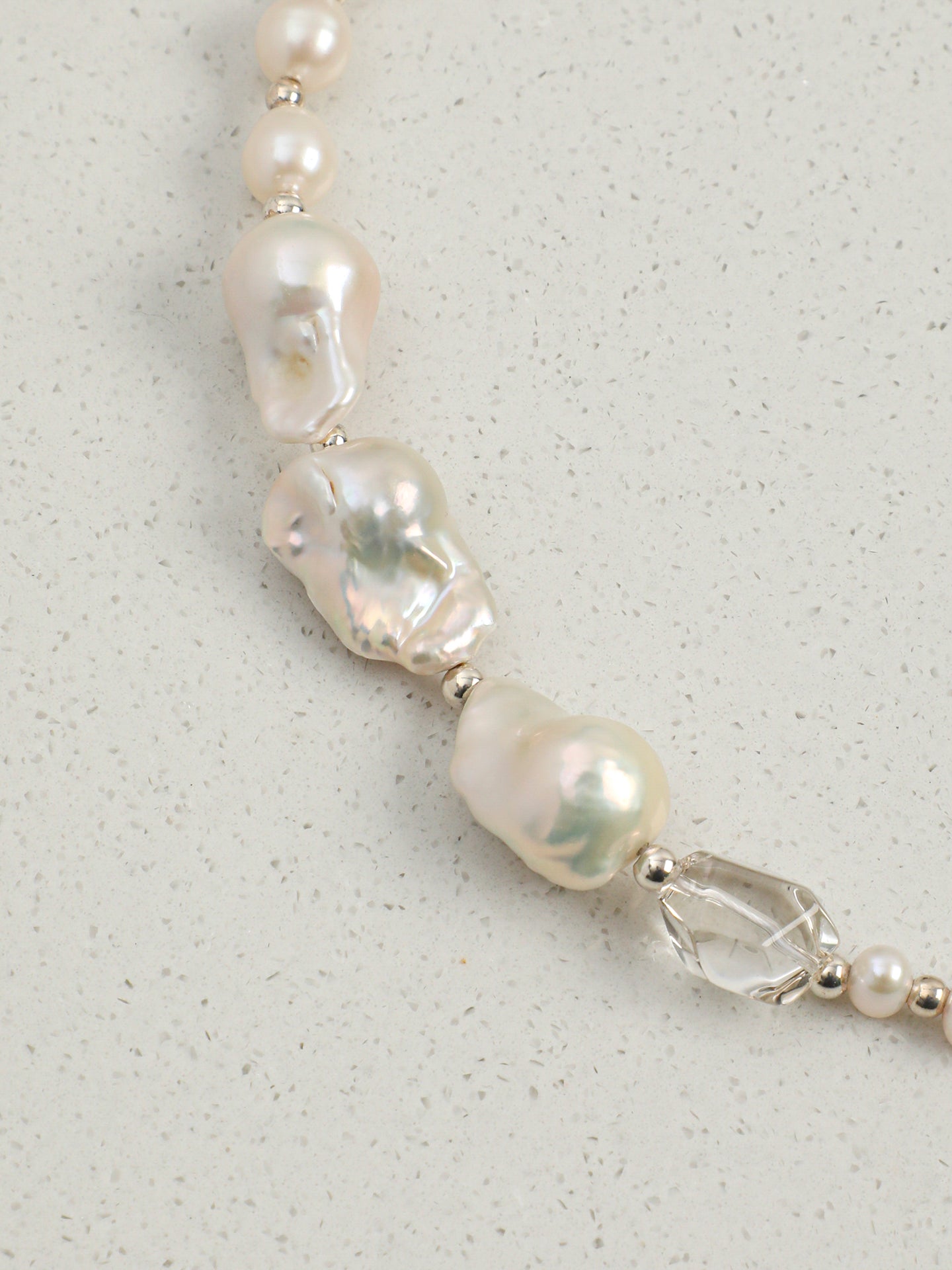 Baroque Fantasy Necklace — white seed pearl & large baroque pearl & S925 Sterling Silver | SENLORE