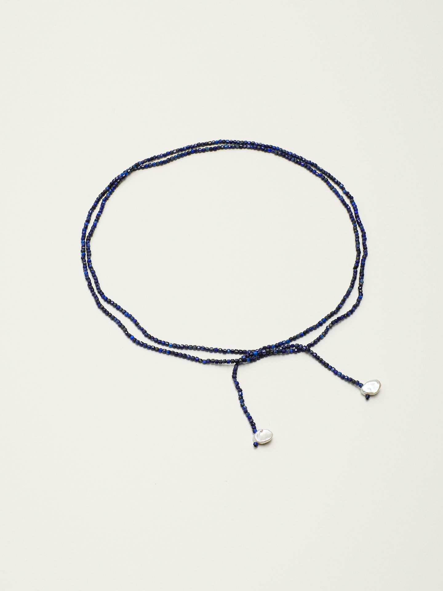 Lapis Lazuli Block & Petal Pearl Necklace — lapis lazuli blocks, petal beads | SENLORE