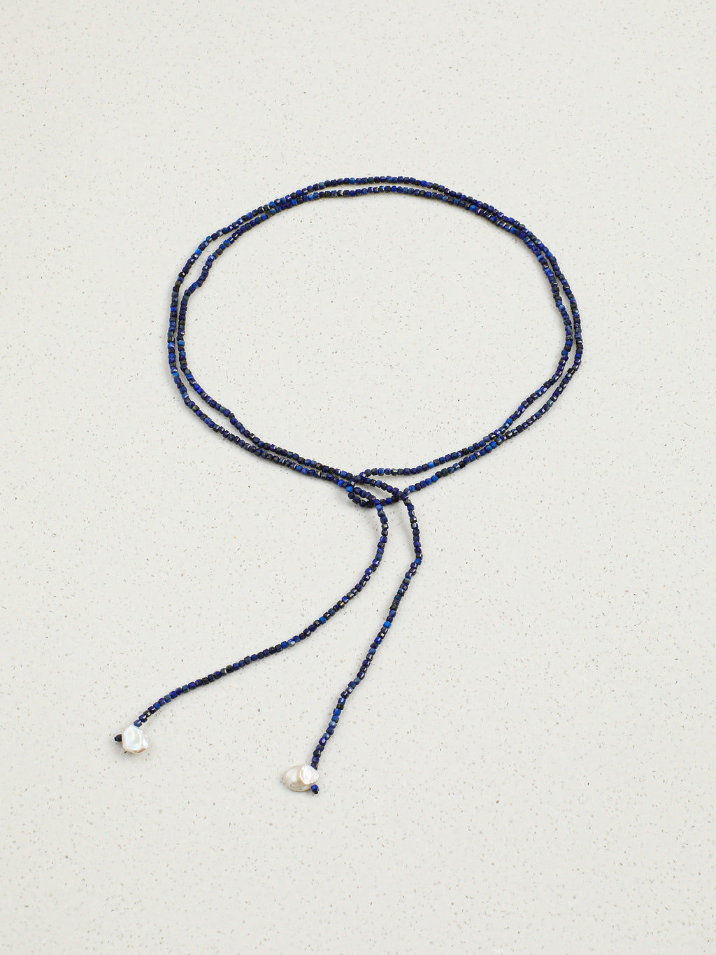 Lapis Lazuli Block & Petal Pearl Necklace — lapis lazuli blocks, petal beads | SENLORE