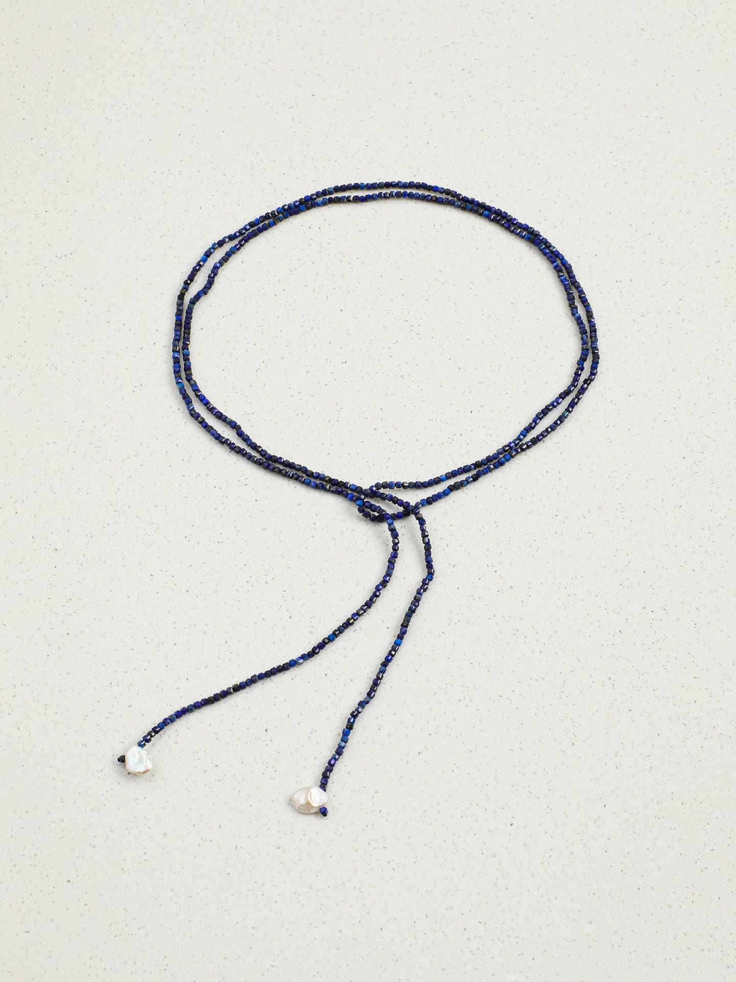 Lapis Lazuli Block & Petal Pearl Necklace — lapis lazuli blocks, petal beads | SENLORE