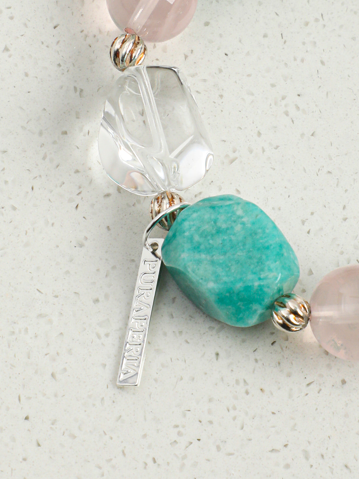 Fresh Mint Crystal Bracelet — freeform amazonite, amazonite round bead, white rice pearls | SENLORE