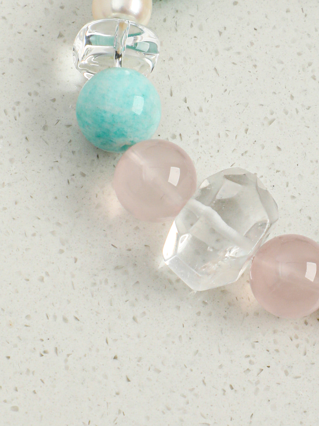 Fresh Mint Crystal Bracelet — freeform amazonite, amazonite round bead, white rice pearls | SENLORE