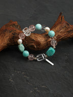 Fresh Mint Crystal Bracelet — freeform amazonite, amazonite round bead, white rice pearls | SENLORE