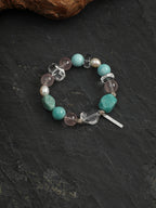 Fresh Mint Crystal Bracelet — freeform amazonite, amazonite round bead, white rice pearls | SENLORE