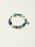 Green Mood Crystal Bracelet — amazonite round bead, disc-cut green agate, lapis lazuli cube | SENLORE