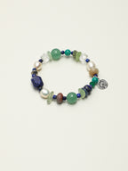 Green Mood Crystal Bracelet — amazonite round bead, disc-cut green agate, lapis lazuli cube | SENLORE