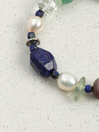 Green Mood Crystal Bracelet — amazonite round bead, disc-cut green agate, lapis lazuli cube | SENLORE