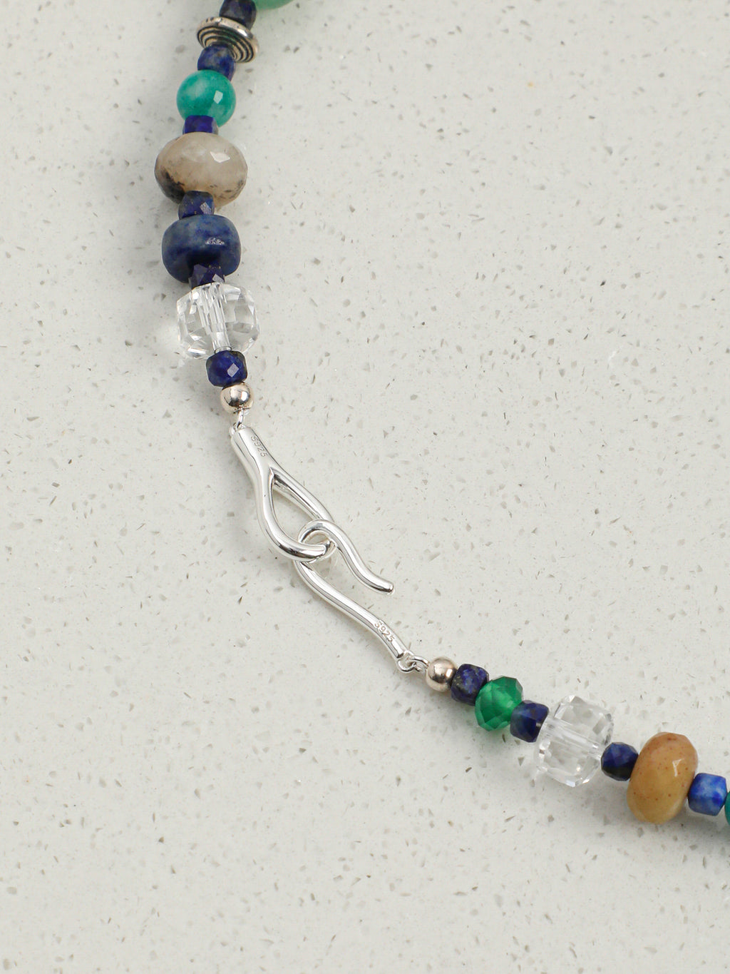 Misty Forest Crystal Necklace — amazonite round beads, green agate disc-cut, la... | SENLORE