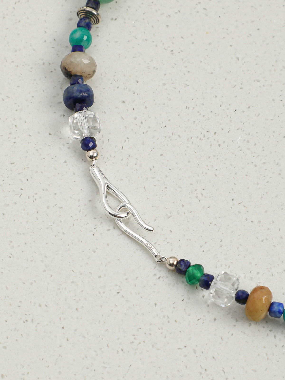 Misty Forest Crystal Necklace — amazonite round beads, green agate disc-cut, la... | SENLORE