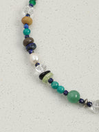 Misty Forest Crystal Necklace — amazonite round beads, green agate disc-cut, la... | SENLORE