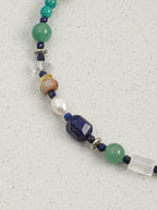 Misty Forest Crystal Necklace — amazonite round beads, green agate disc-cut, la... | SENLORE