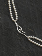 Elegant Princess Pearl Necklace — seed pearls, clear quartz oblique cubes, amethy... | SENLORE