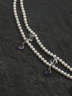 Elegant Princess Pearl Necklace — seed pearls, clear quartz oblique cubes, amethy... | SENLORE