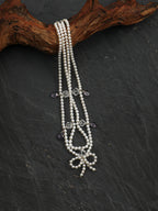 Elegant Princess Pearl Necklace — seed pearls, clear quartz oblique cubes, amethy... | SENLORE