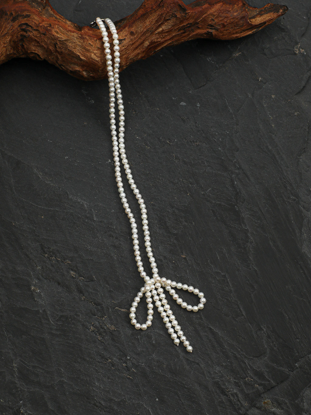 Classic Elegance Bow-Knot Pearl Necklace — natural seed pearls, sterling silver large-hole bead... | SENLORE