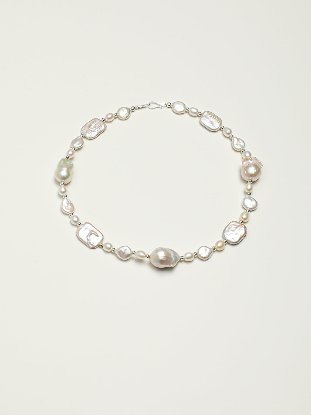Elegant Baroque Pearl Necklace — large baroque pearl & square-slice baroque pearl & S925 Sterling Silver | SENLORE