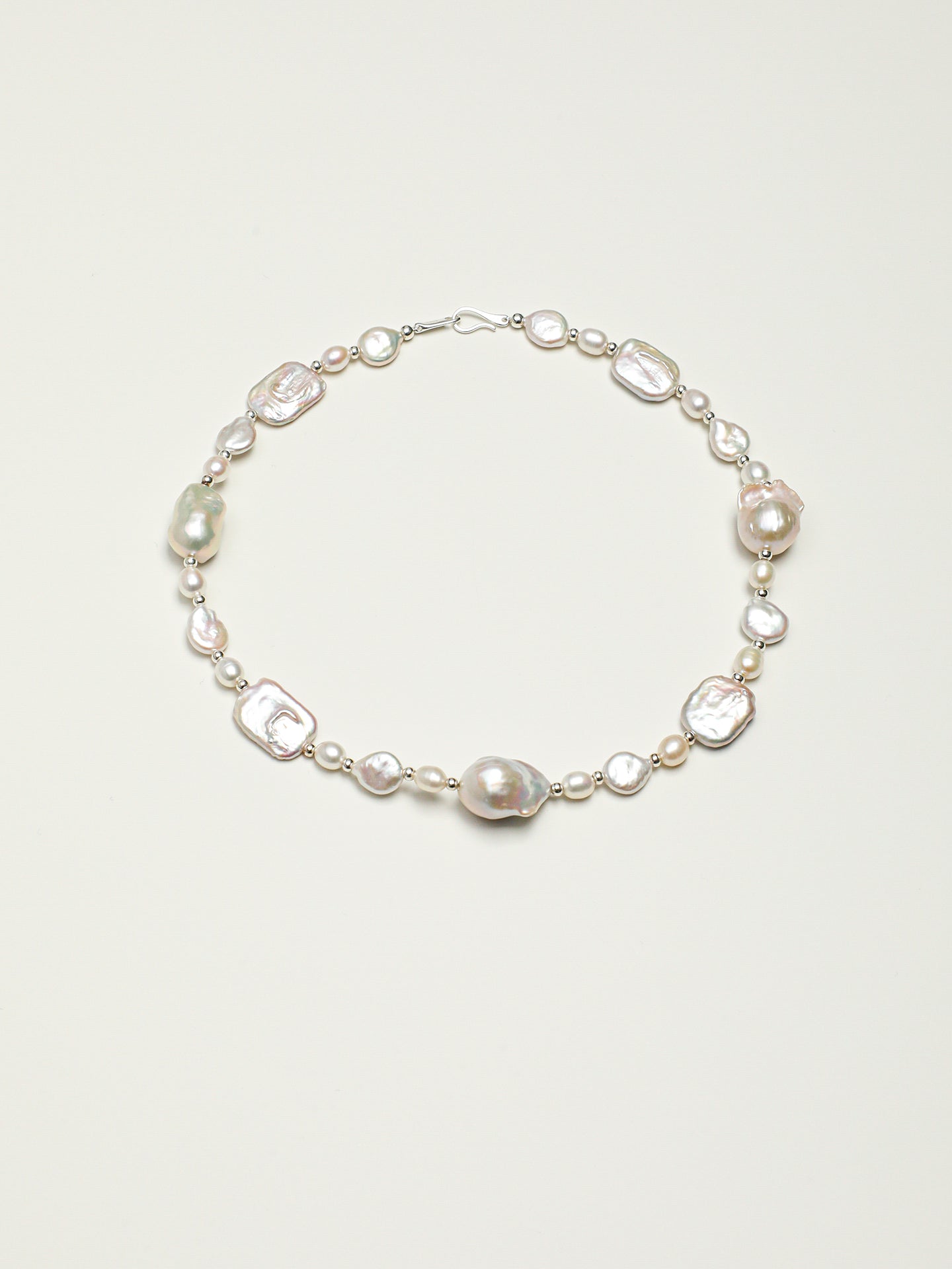 Elegant Baroque Pearl Necklace — large baroque pearl & square-slice baroque pearl & S925 Sterling Silver | SENLORE
