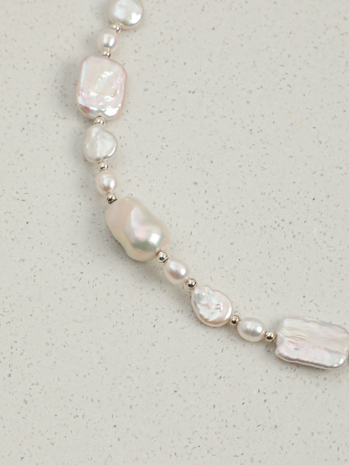 Elegant Baroque Pearl Necklace — large baroque pearl & square-slice baroque pearl & S925 Sterling Silver | SENLORE