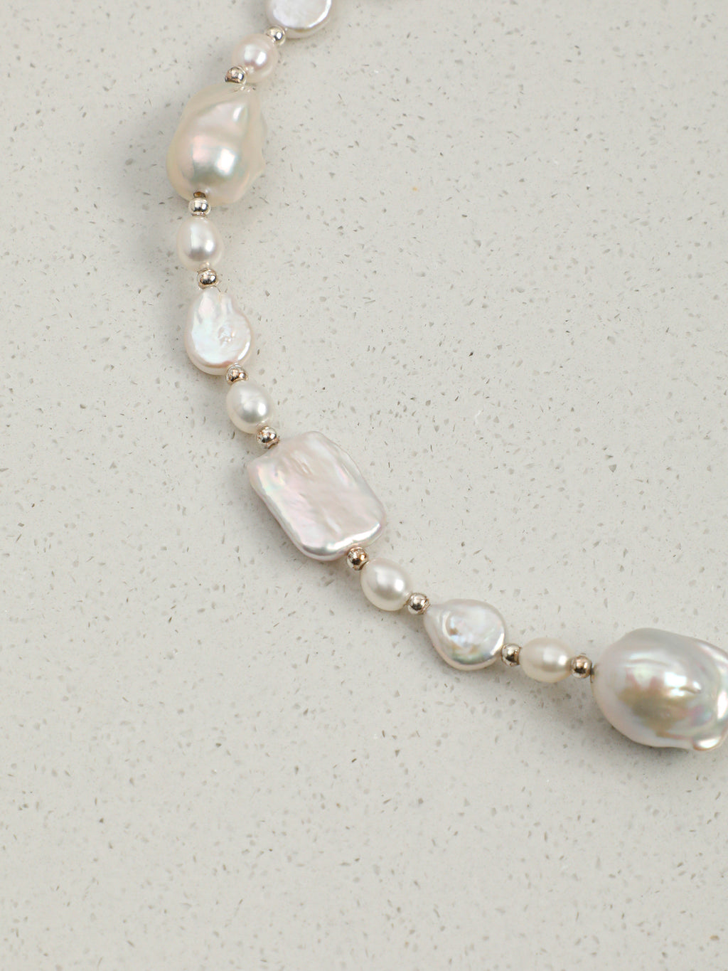 Elegant Baroque Pearl Necklace — large baroque pearl & square-slice baroque pearl & S925 Sterling Silver | SENLORE