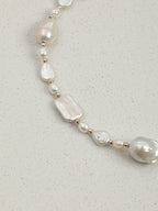 Elegant Baroque Pearl Necklace — large baroque pearl & square-slice baroque pearl & S925 Sterling Silver | SENLORE
