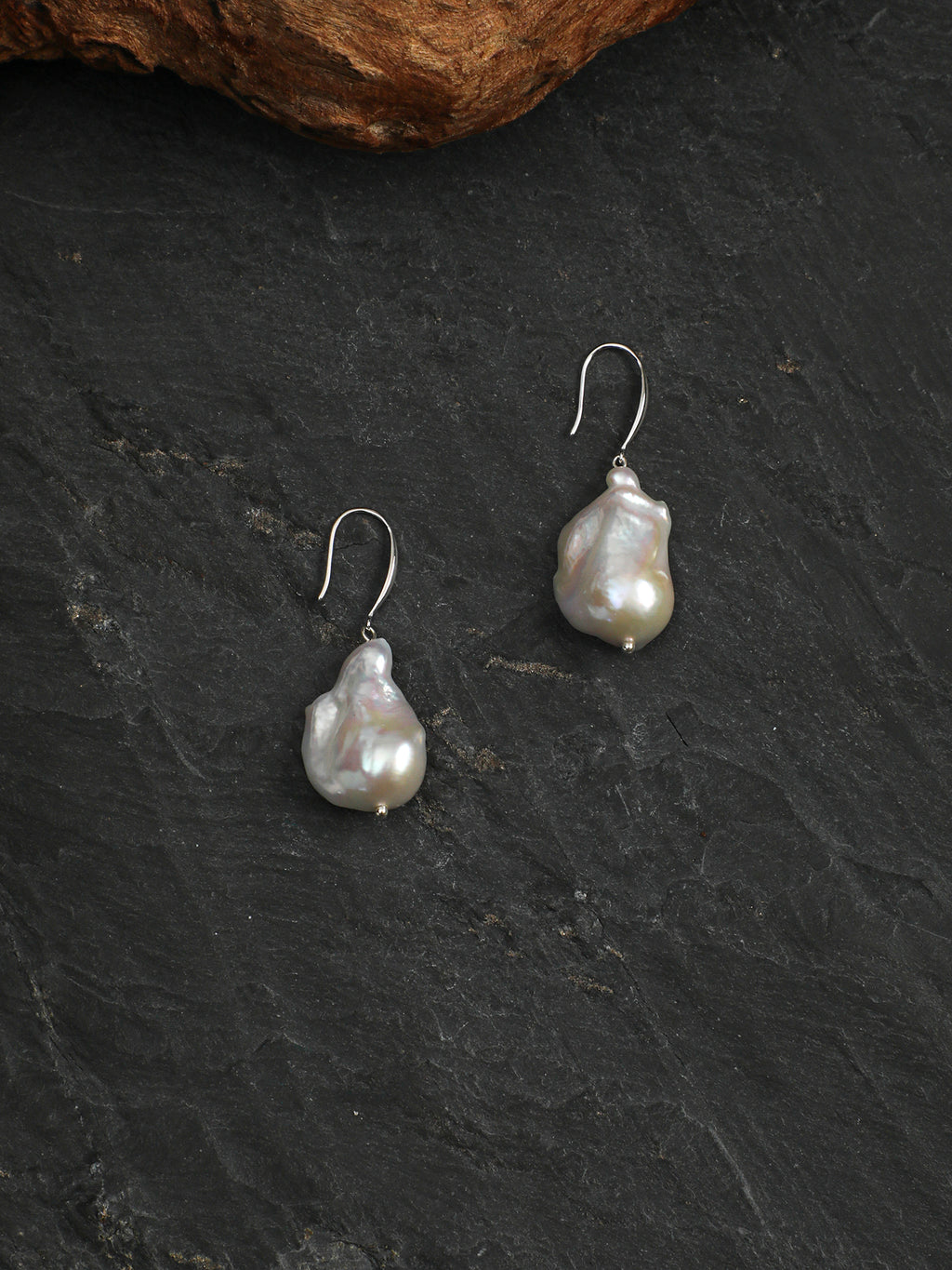 Minimalist Large Baroque Earrings — large baroque pearl, sterling silver simple ear hook, sterling silver ball headpin | SENLORE