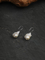 Minimalist Large Baroque Earrings — large baroque pearl, sterling silver simple ear hook, sterling silver ball headpin | SENLORE