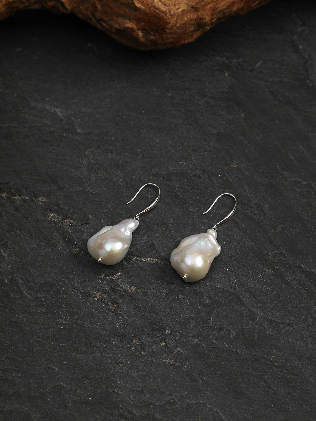 Minimalist Large Baroque Earrings — large baroque pearl, sterling silver simple ear hook, sterling silver ball headpin | SENLORE