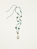 Forest Whisper Baroque Necklace — large baroque pearl & malachite chip & S925 Sterling Silver | SENLORE