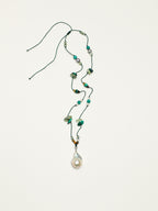 Forest Whisper Baroque Necklace — large baroque pearl & malachite chip & S925 Sterling Silver | SENLORE