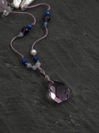 Teardrop Amethyst Necklace — amethyst, clear quartz, lapis lazuli, freshwate... | SENLORE