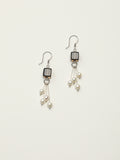 Square Smoky Quartz Pearl Drop Earrings — square smoky quartz, natural freshwater pearl, silve... | SENLORE