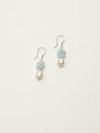 Blue Hydrangea Aquamarine & Pearl Drop Earrings — Aquamarine, Pearl & Sterling Silver | SENLORE