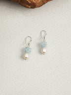Blue Hydrangea Aquamarine & Pearl Drop Earrings — Aquamarine, Pearl & Sterling Silver | SENLORE